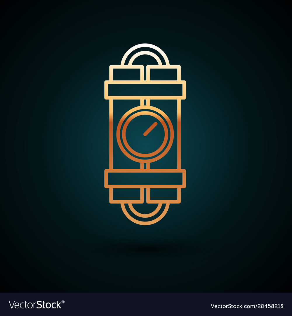 Gold Line Detonate Dynamite Bomb Stick And Timer Vector Image Gold Line Detonate Dynamite Bomb Stick And Timer Vector Image