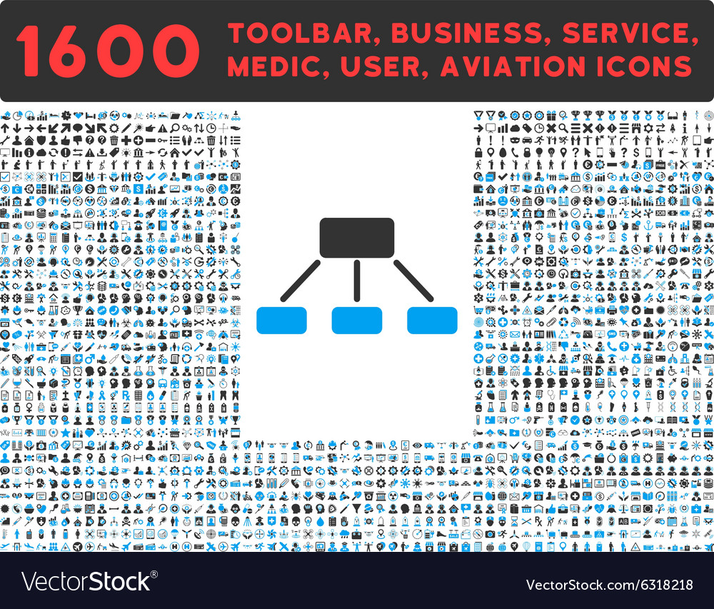 Hierarchy icon with large pictograph collection