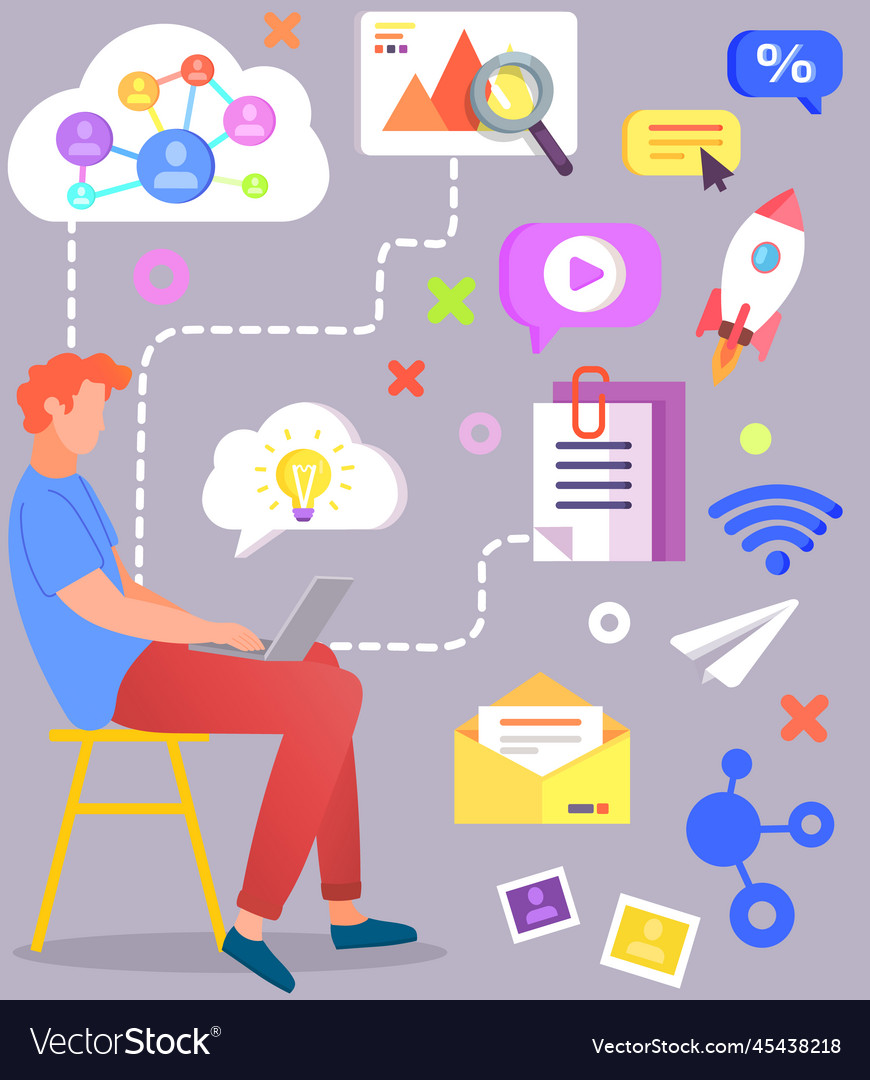 It manager designer working with digital app