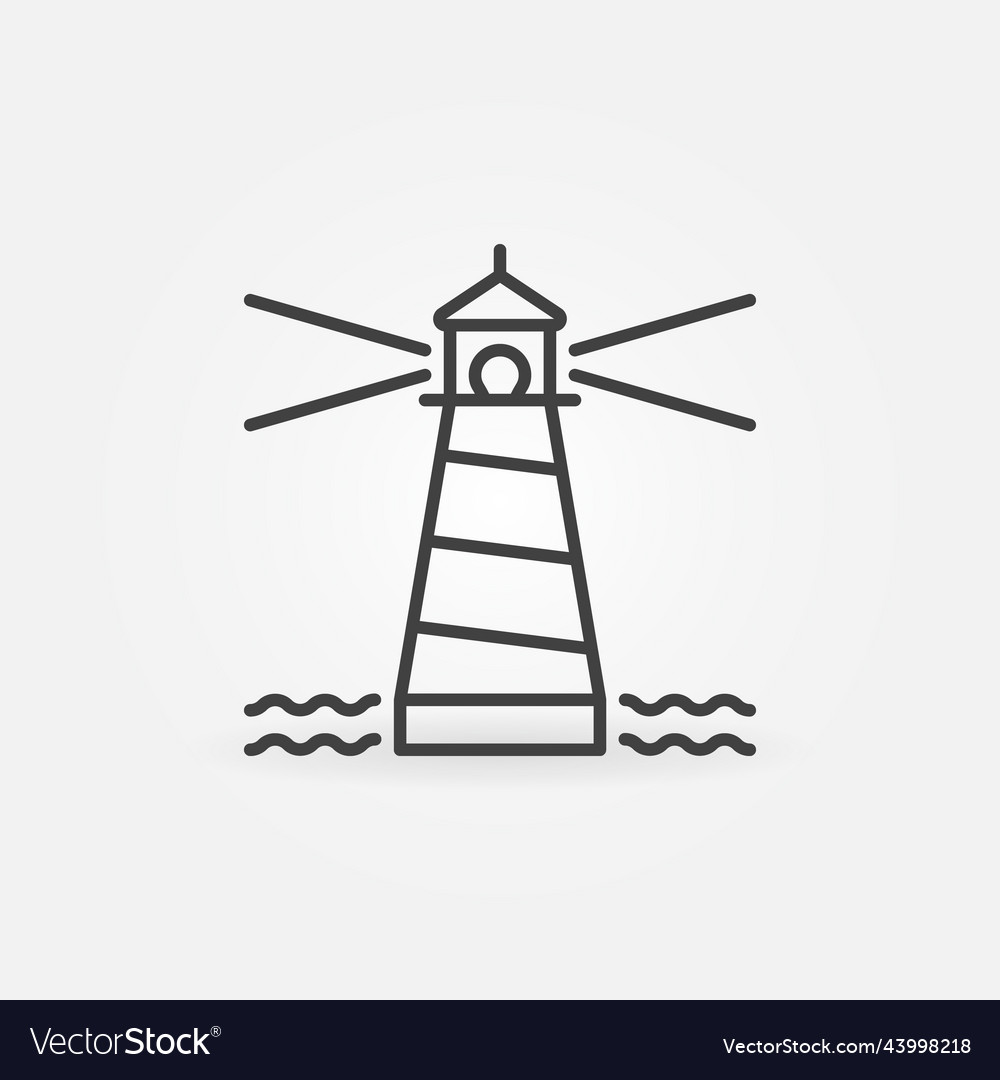 Lighthouse with small waves concept line vector image Lighthouse with small waves concept line