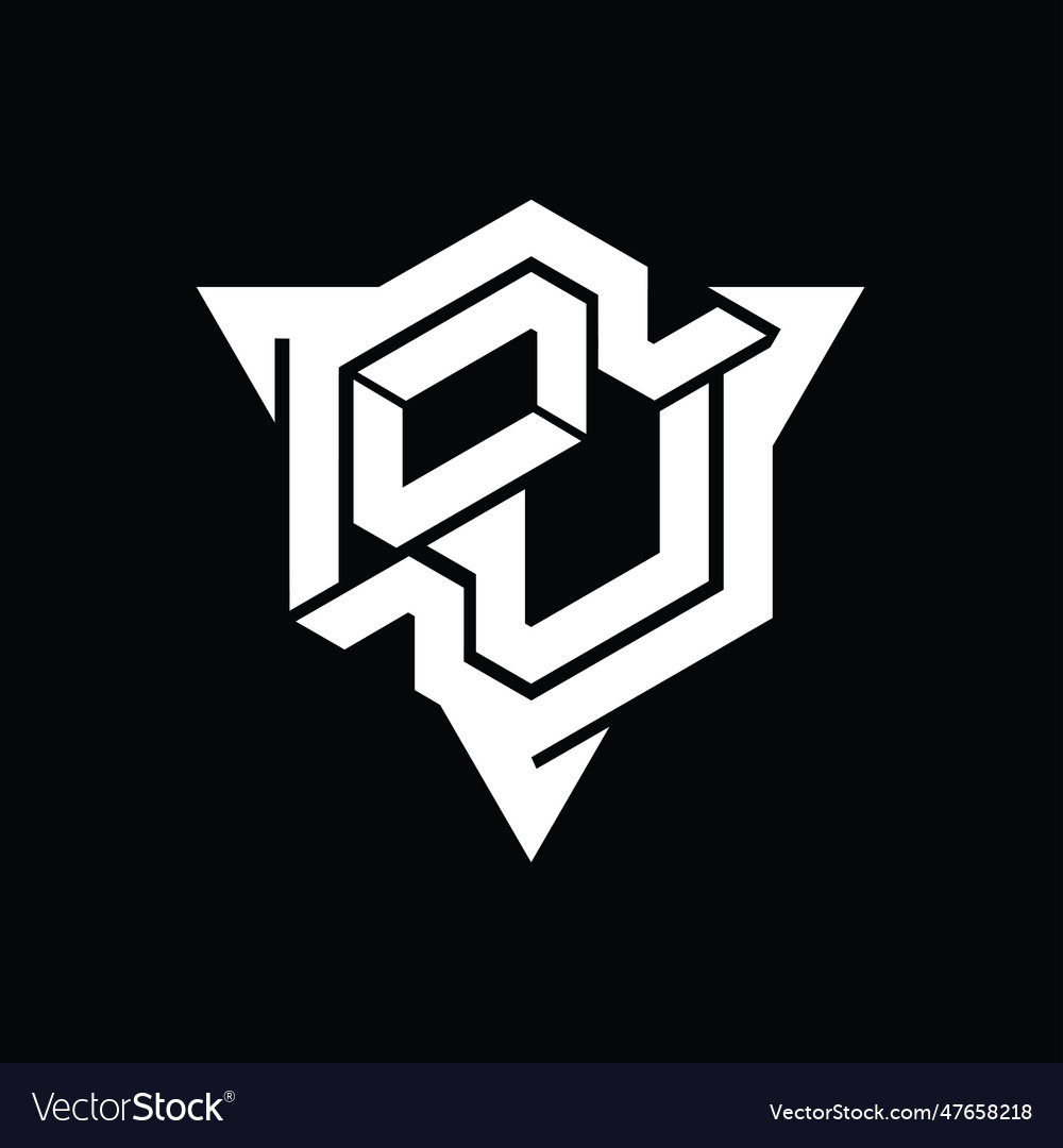 Ou logo monogram hexagon shape with triangle Vector Image Ou logo monogram hexagon shape with triangle