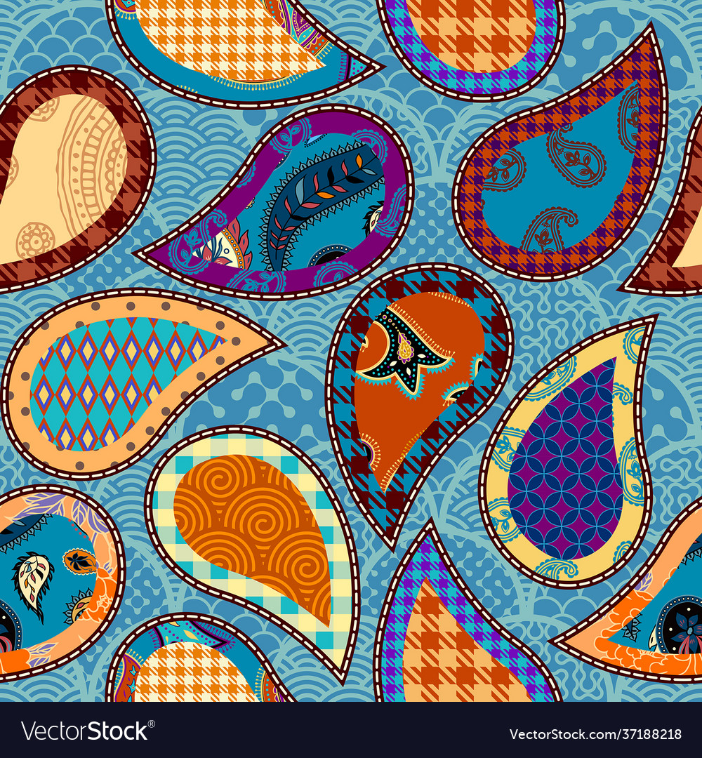 Patchwork textile pattern seamless quilting