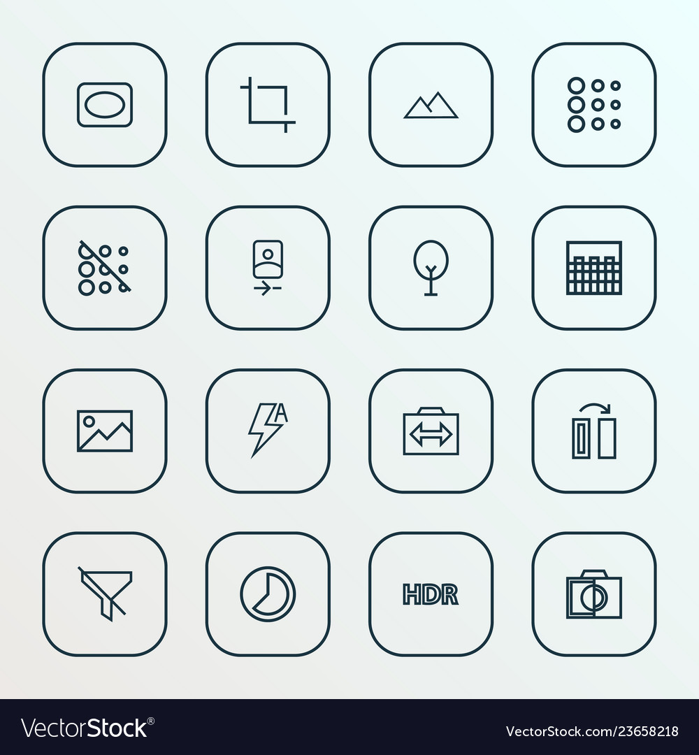 Photo icons line style set with chessboard turn
