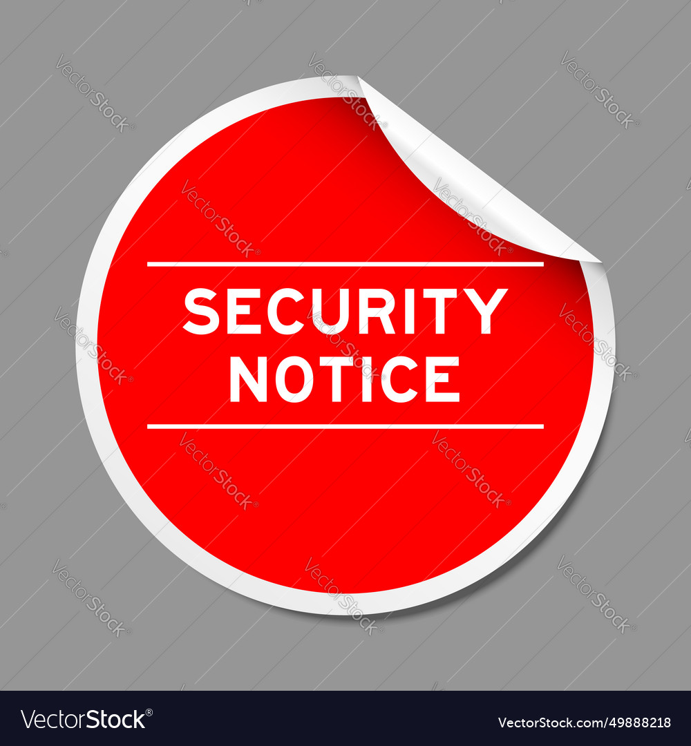 Red color peel sticker label with word security