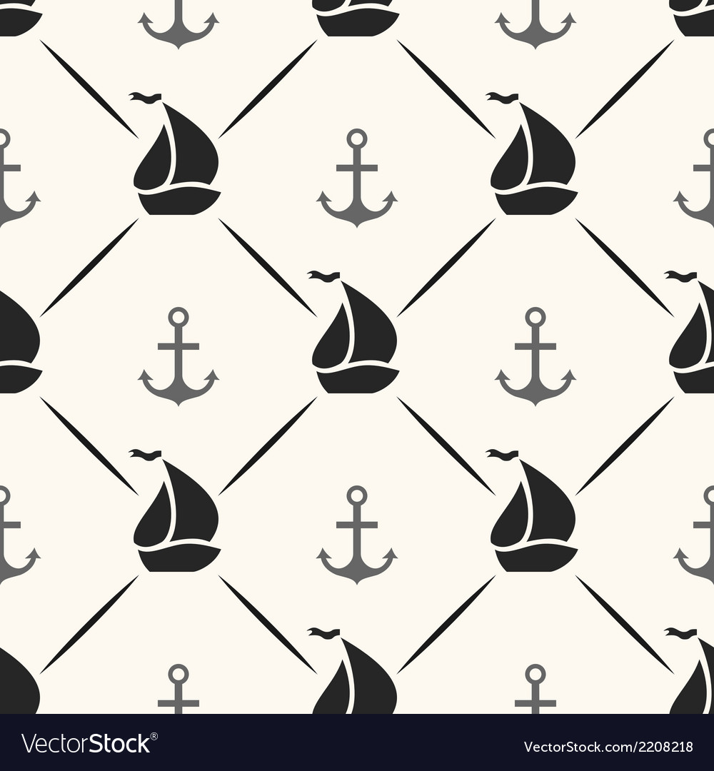 Seamless pattern anchor sailboat shape and line Vector Image