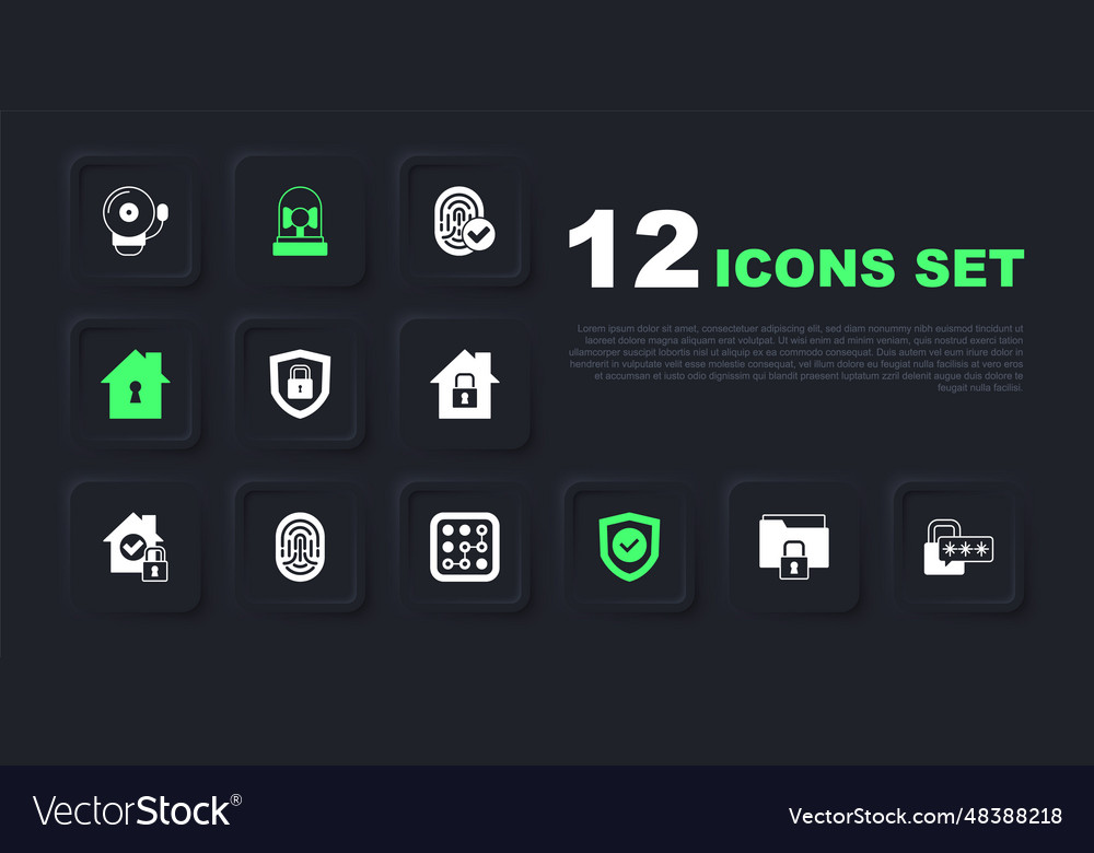 Set folder and lock cyber security shield vector image Set folder and lock cyber security shield