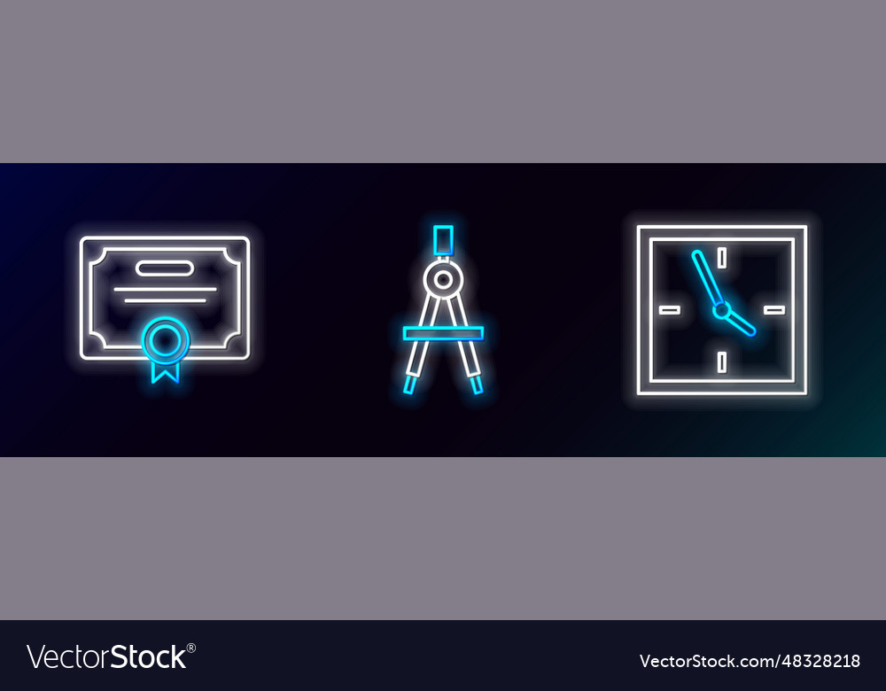Set line clock certificate template and drawing vector image Set line clock certificate template and drawing
