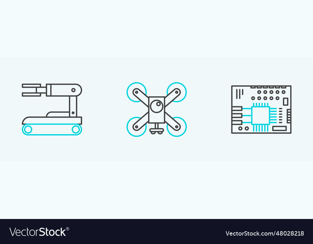 Set line printed circuit board pcb robot vector image Set line printed circuit board pcb robot