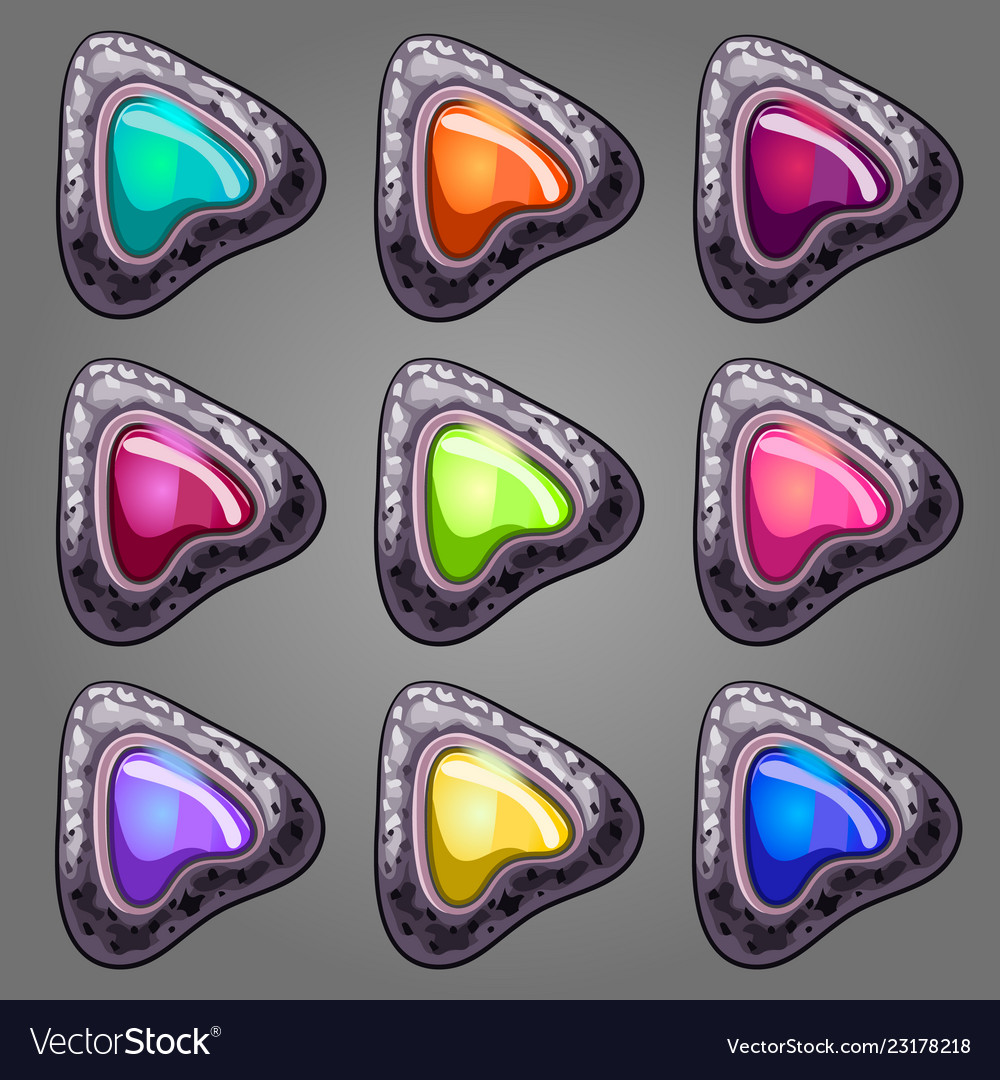 Set of stone pointers with inlaid gems vector image Set of stone pointers with inlaid gems