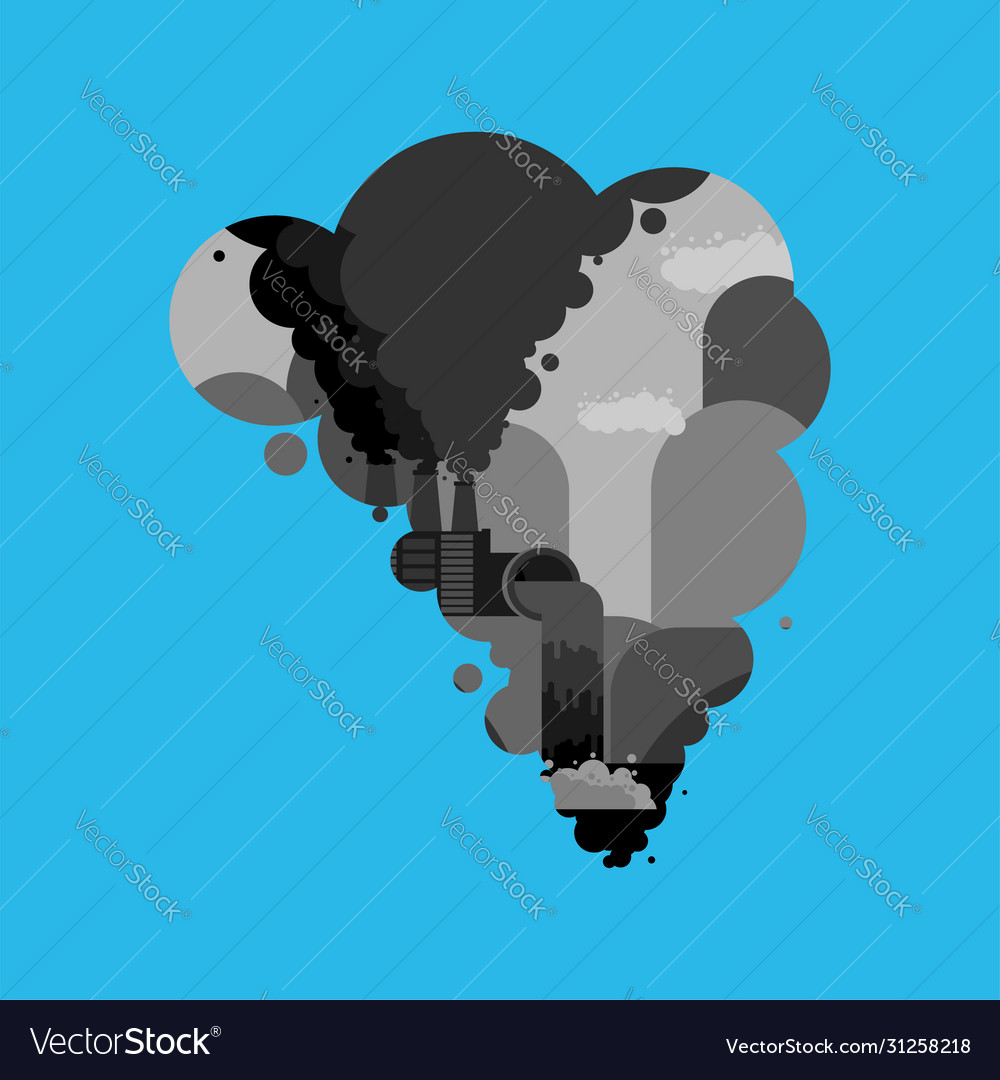 Silhouette smoke industrial landscape in its vector image Silhouette smoke industrial landscape in its