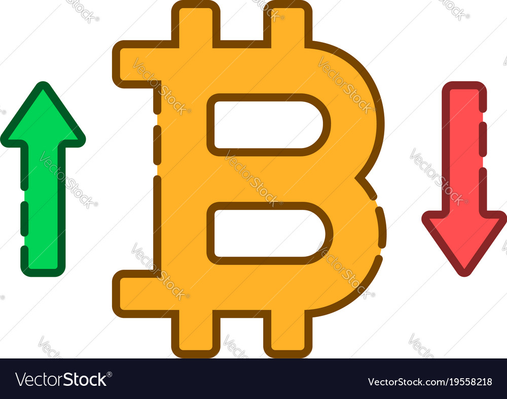 Up and down bitcoin course linear icon