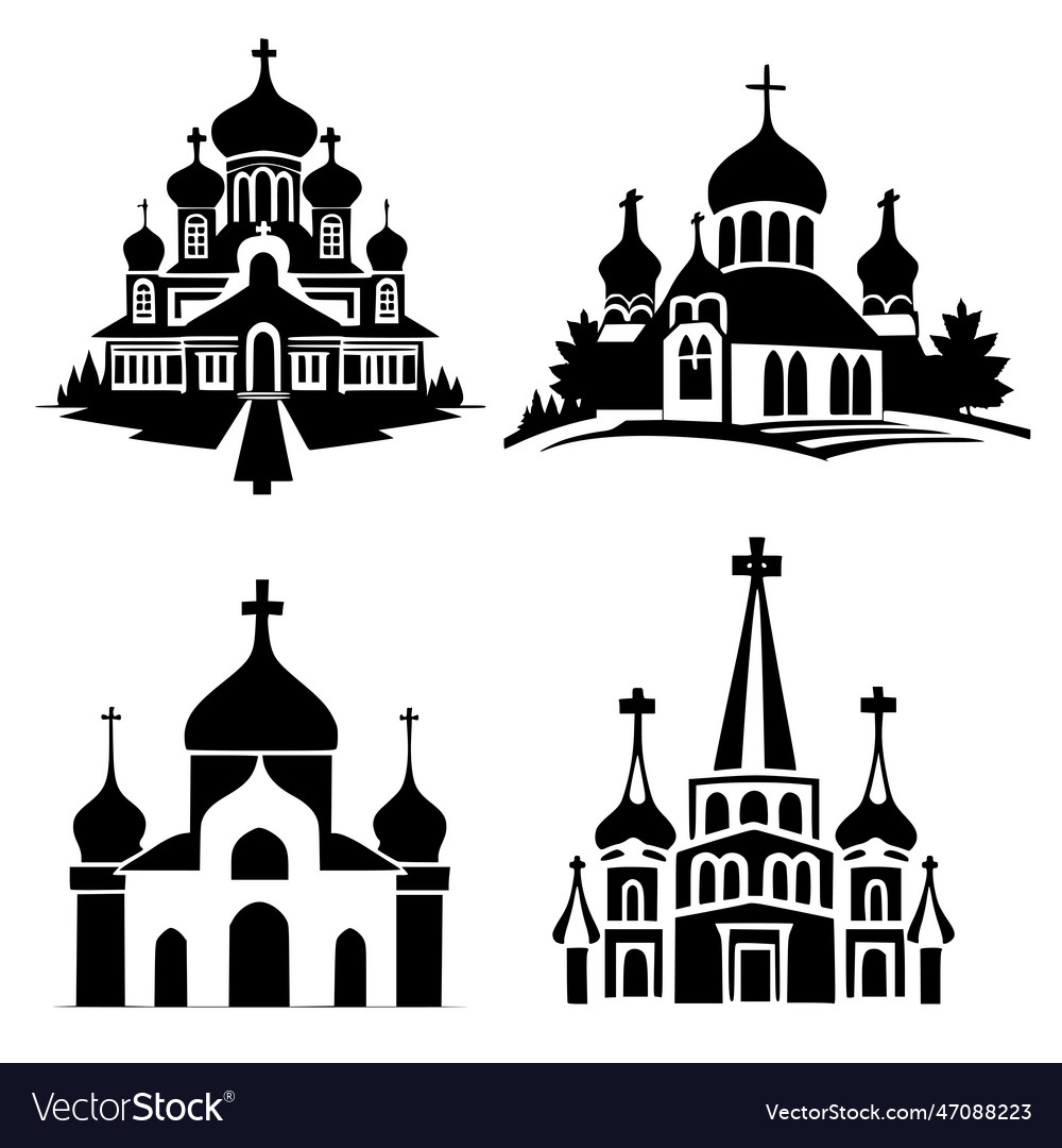 A set of icons logo of the orthodox church Vector Image