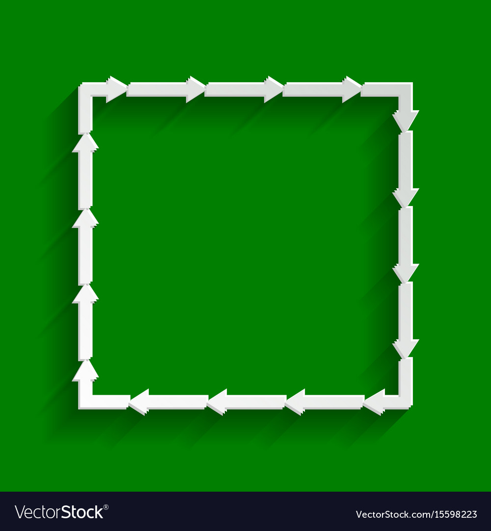 Arrow on a square shape paper whitish