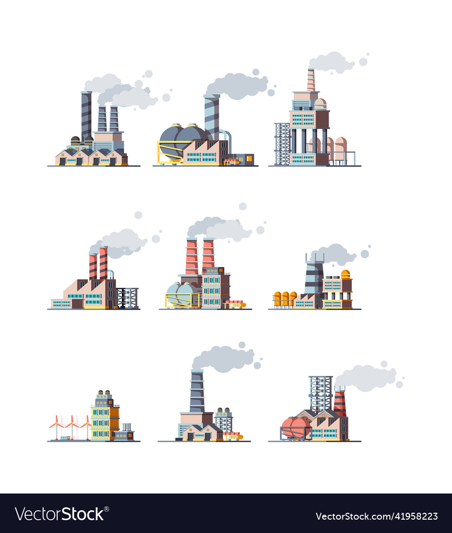 Factory buildings industrial urban power vector image Factory buildings industrial urban power