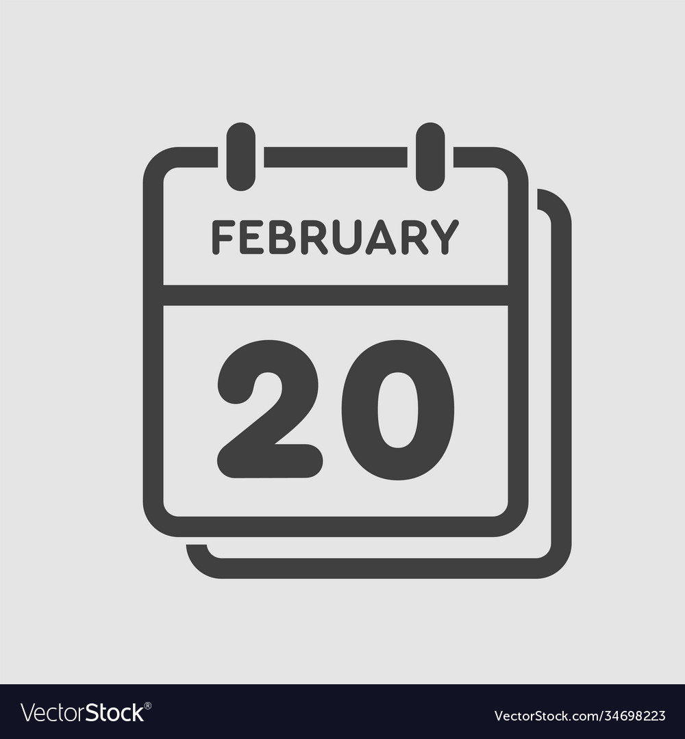 Icon day date 20 february template calendar page Vector Image