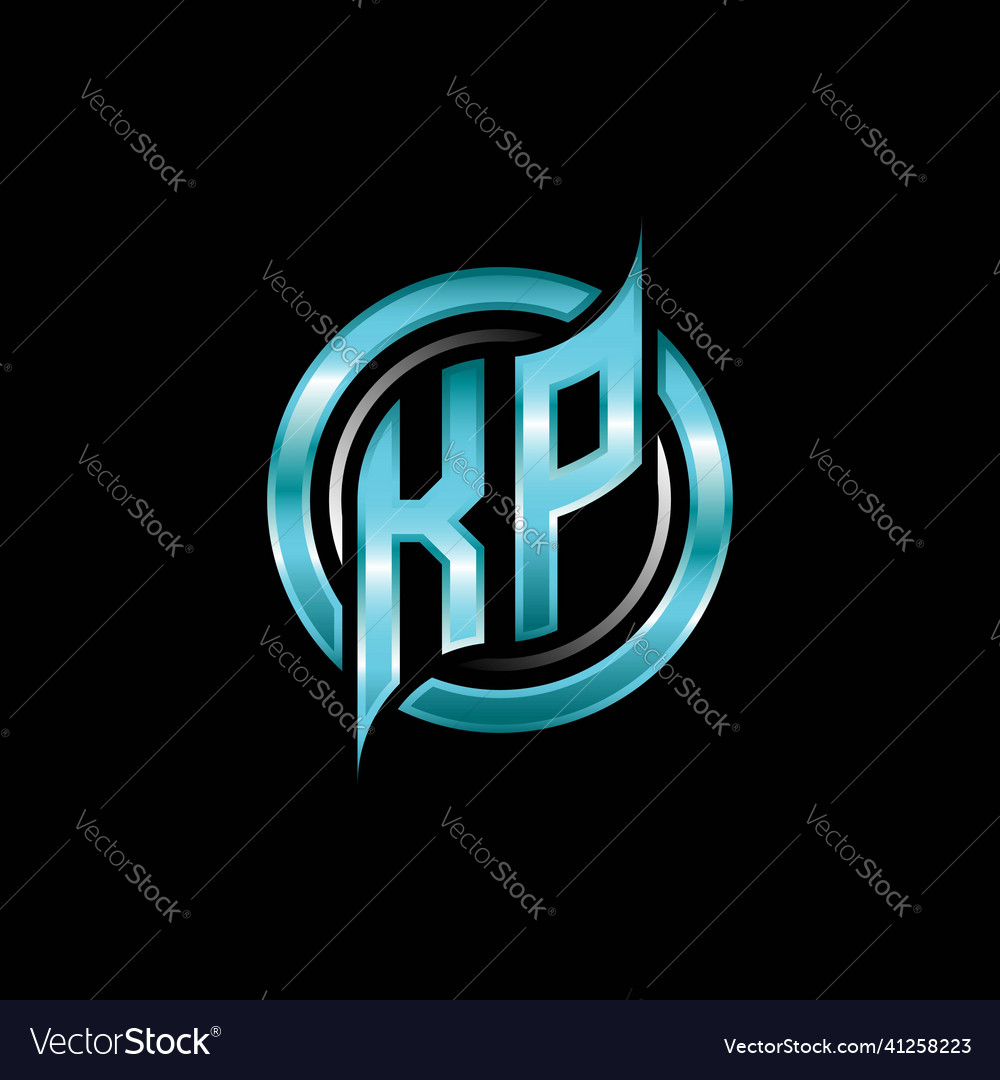 Kp initial monogram logo circle rounded
