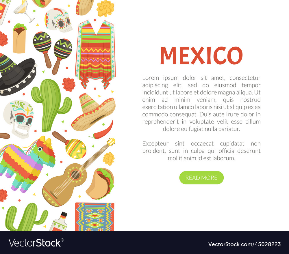 Mexican cartoon landing page design with pinata