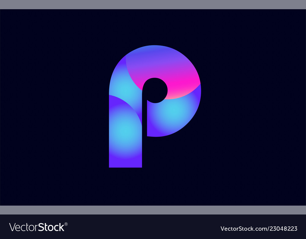 P pink blue gradient alphabet letter logo icon Vector Image