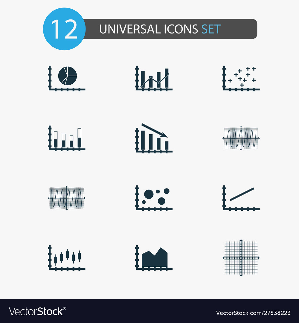 Set graphs diagrams and statistics icons vector image Set graphs diagrams and statistics icons