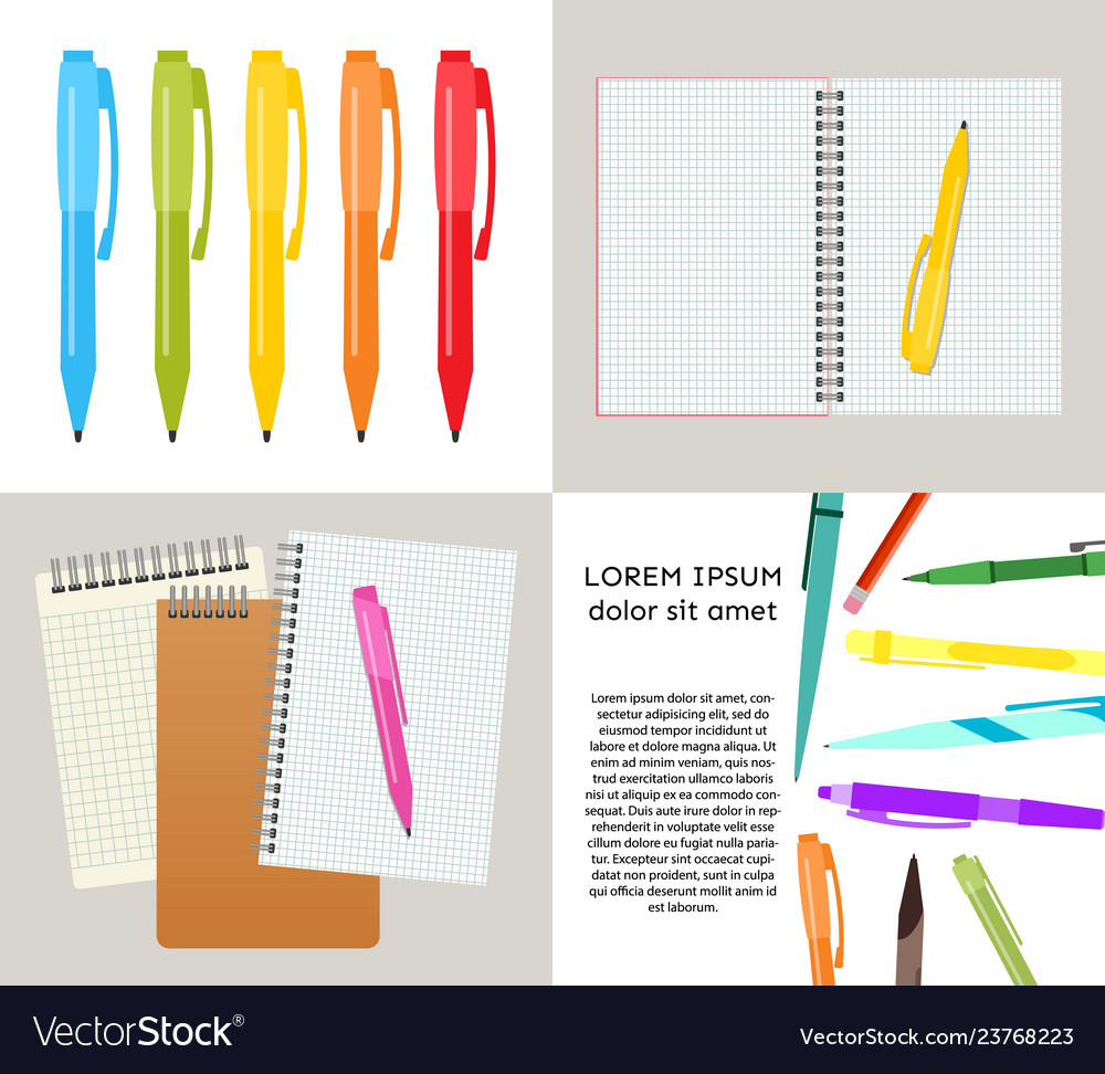 Set of four with notebooks vector image Set of four with notebooks