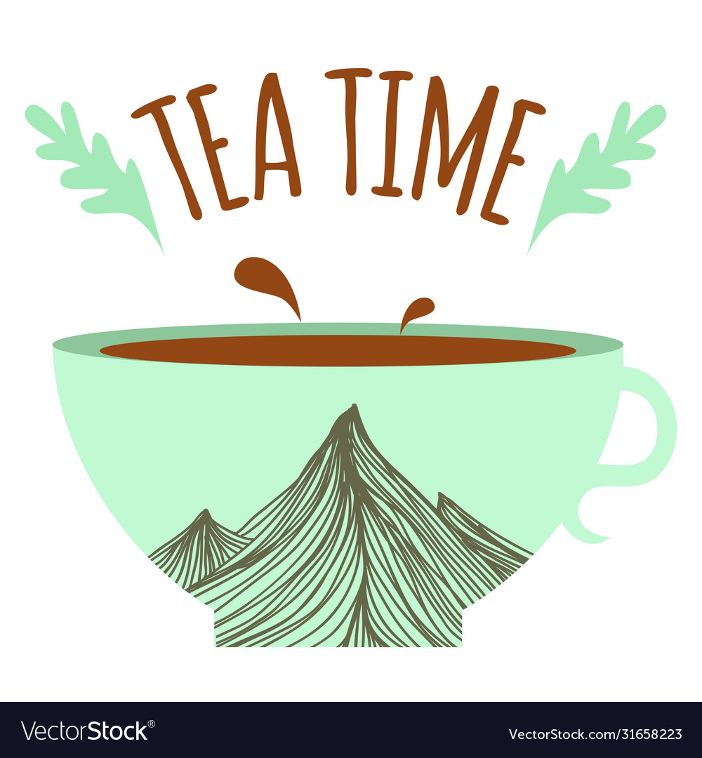 With cup and text - tea time Royalty Free Vector Image