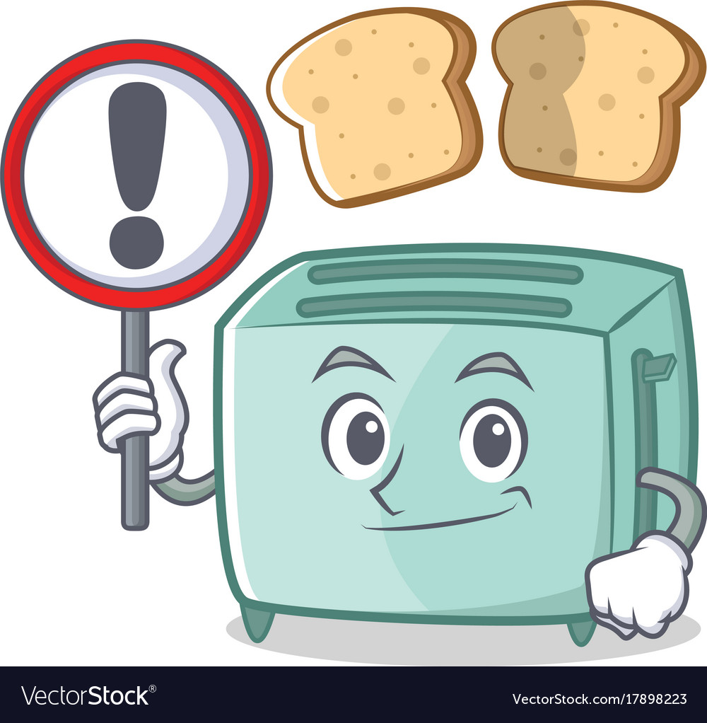 With sign toaster character cartoon style