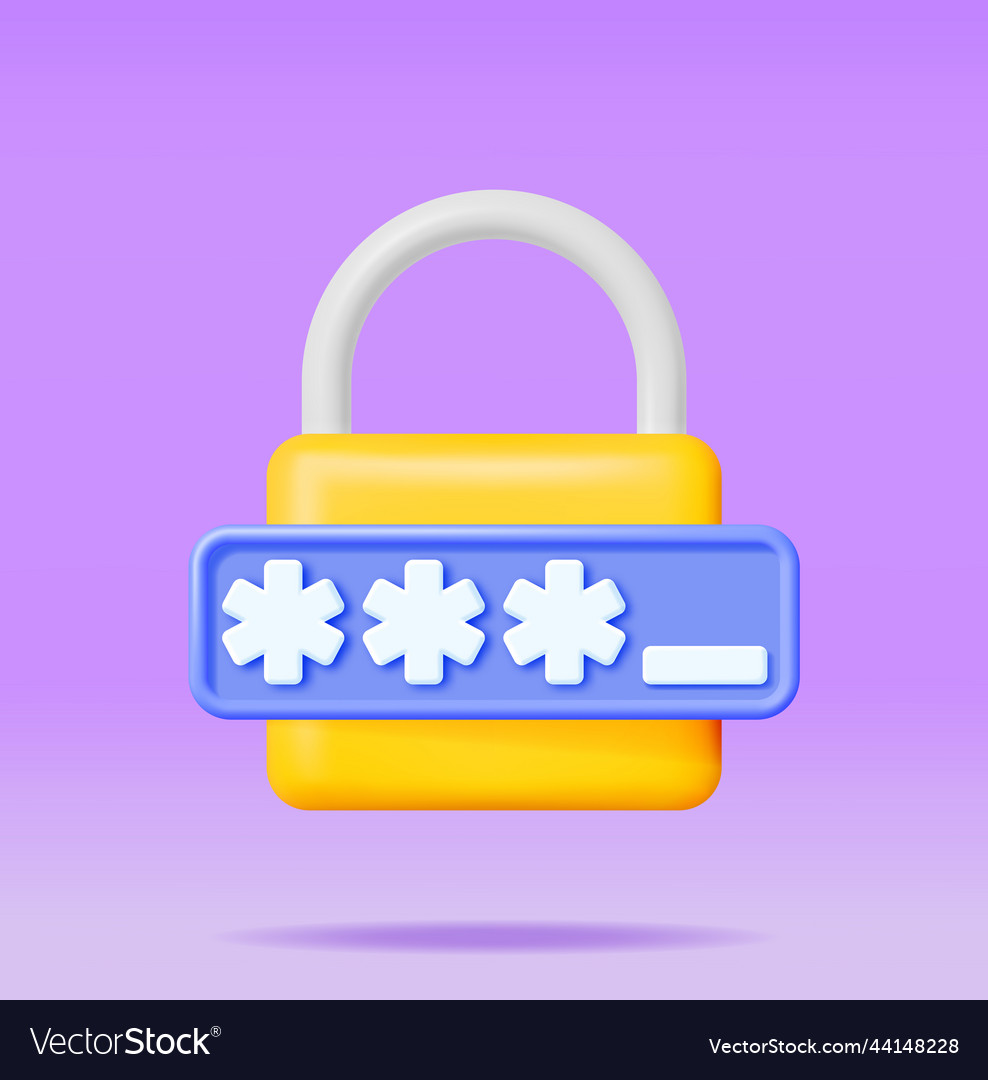 3d password field with padlock isolated vector image 3d password field with padlock isolated