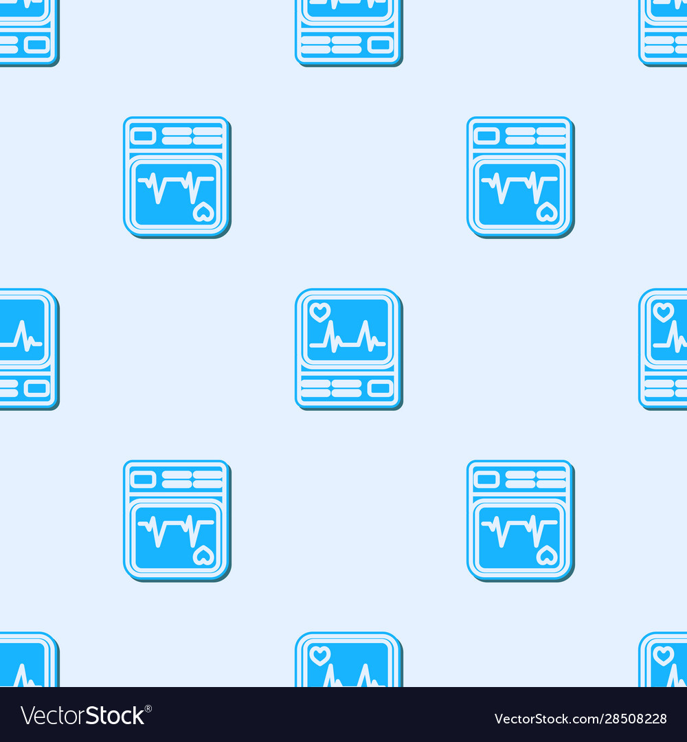 Blue line computer monitor with cardiogram icon