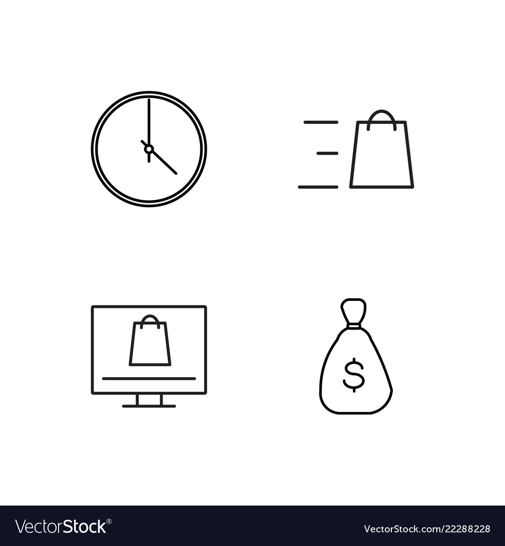 Business simple outlined icons set