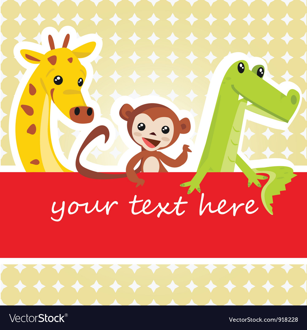 Cartoon animal card Royalty Free Vector Image VectorStock