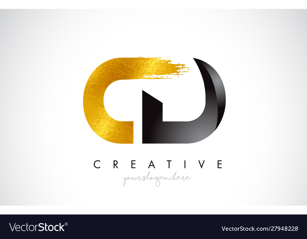 Cd letter design with brush stroke and modern 3d