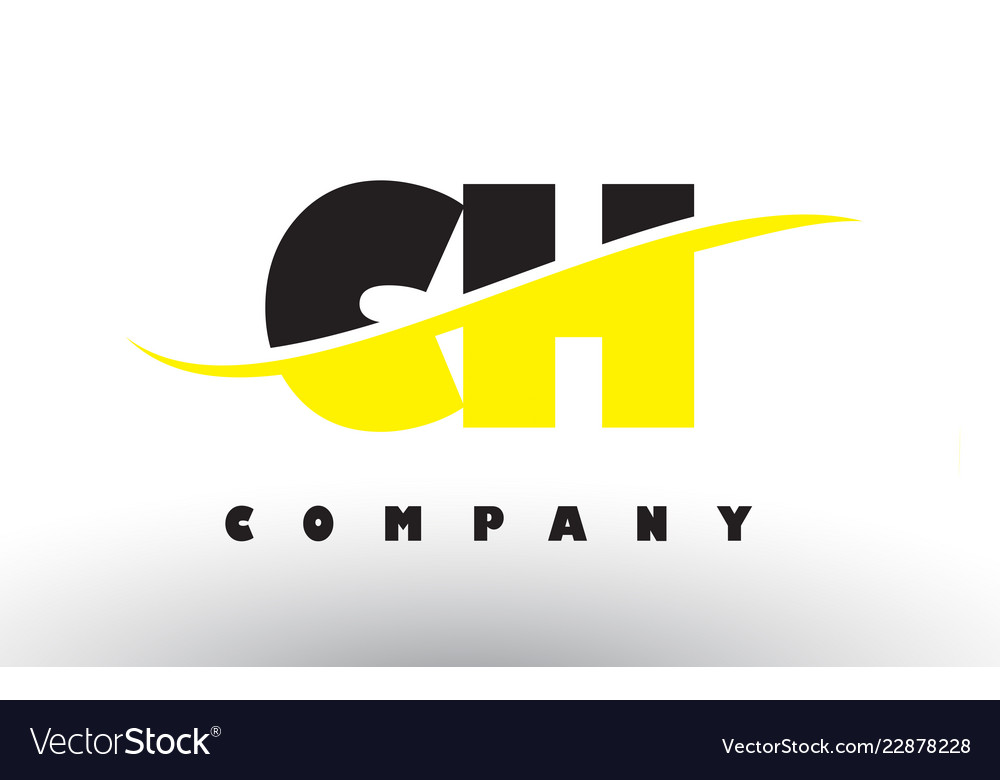 Ch c h black and yellow letter logo with swoosh