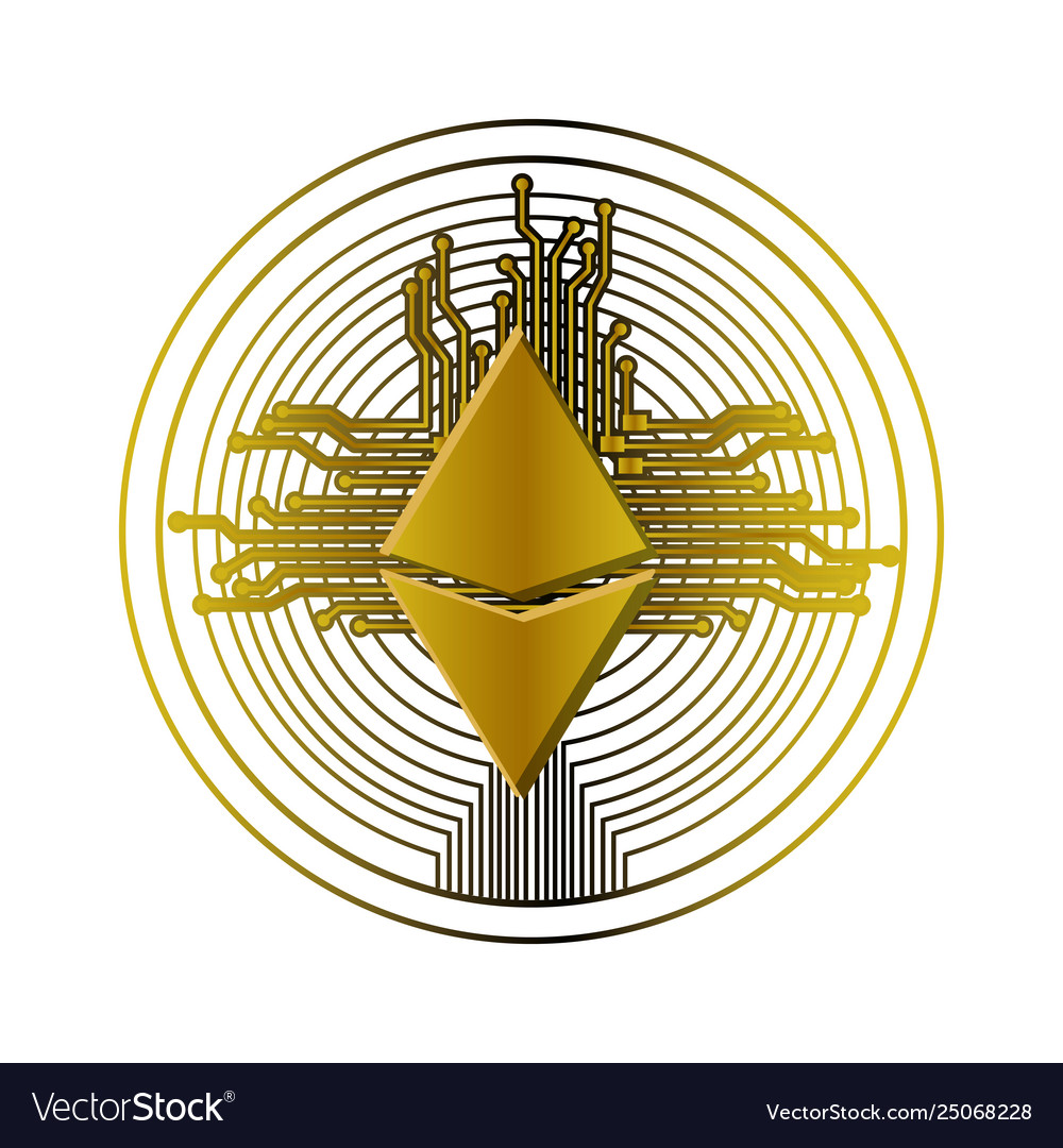 Cryptocurrency etherum coin with circuit lines