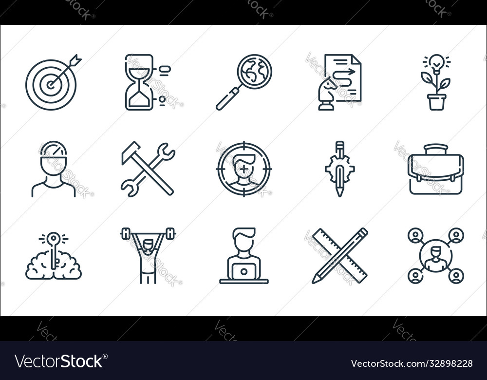 Life skills line icons linear set quality vector image Life skills line icons linear set quality