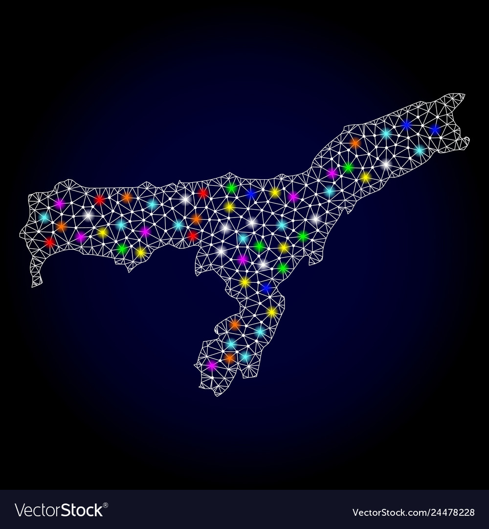 Mesh network map of assam state with colorful Vector Image Mesh network map of assam state with colorful