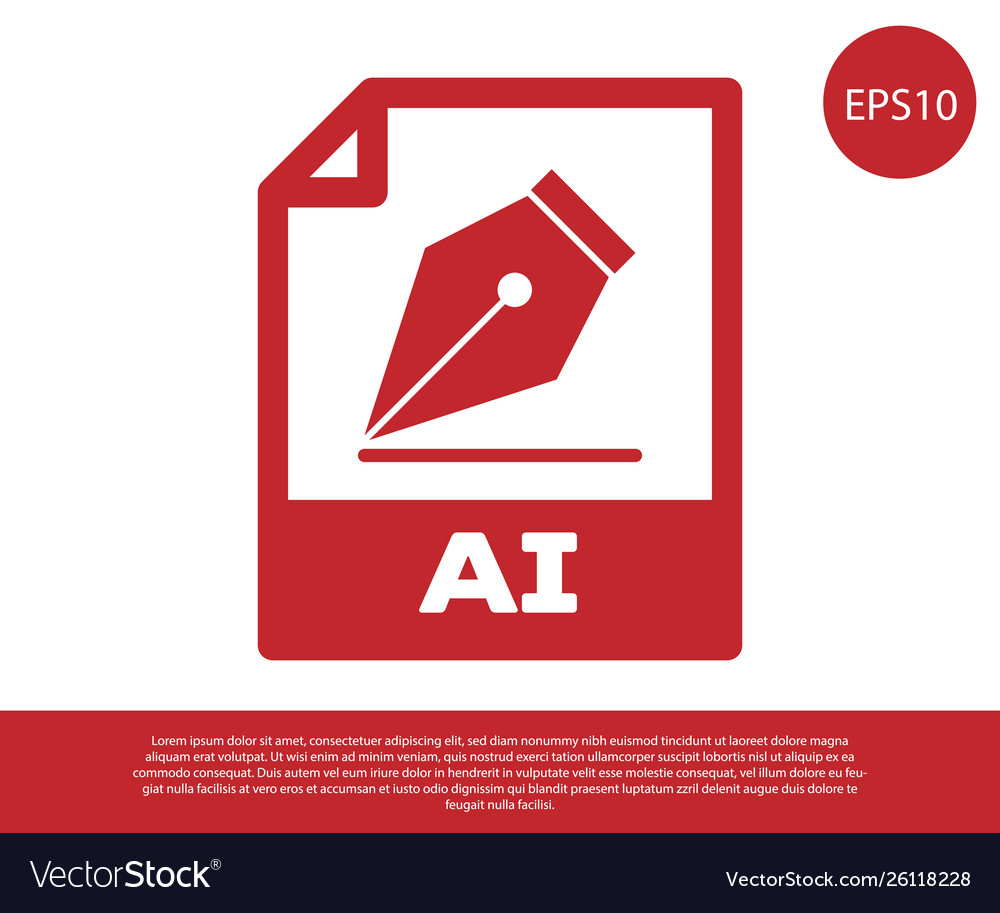 Red ai file document icon download button vector image Red ai file document icon download button