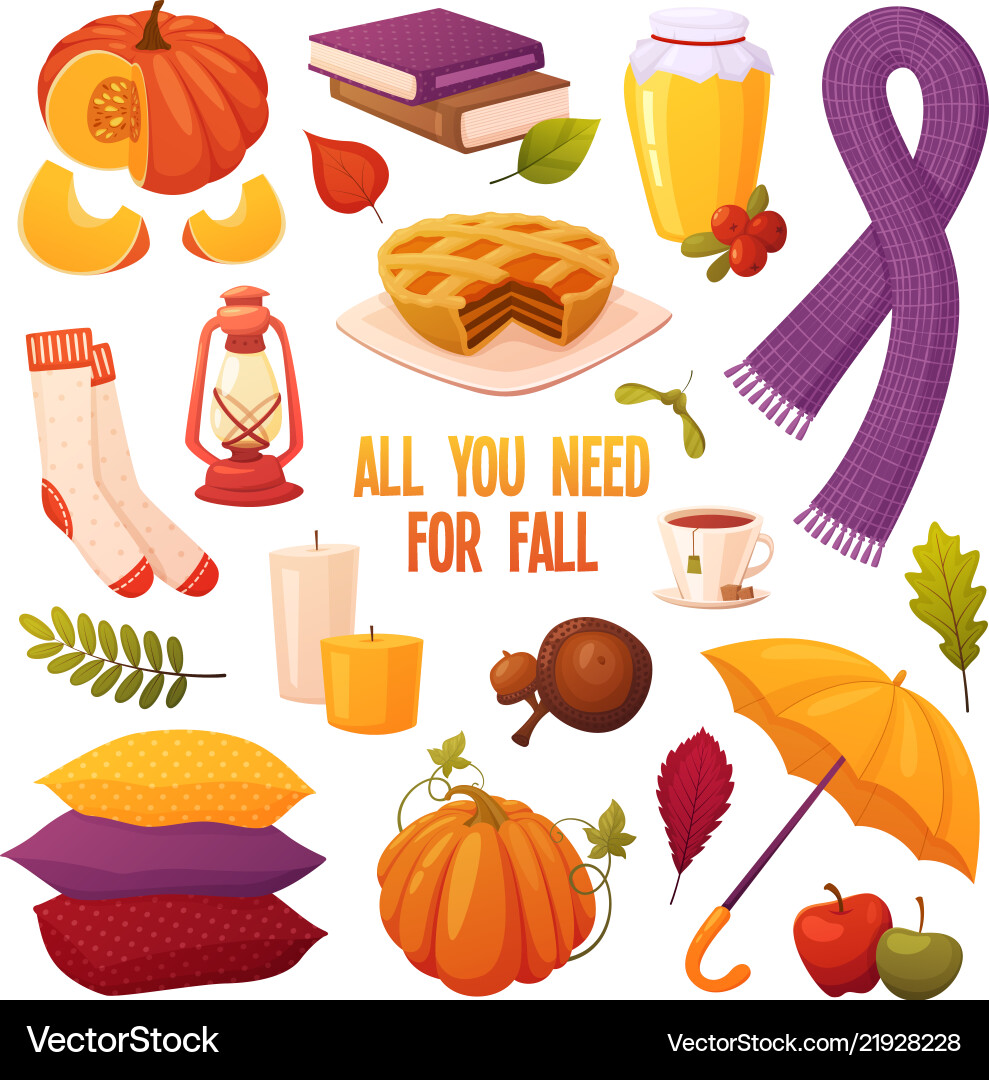 Set autumn elements Royalty Free Vector Image - VectorStock