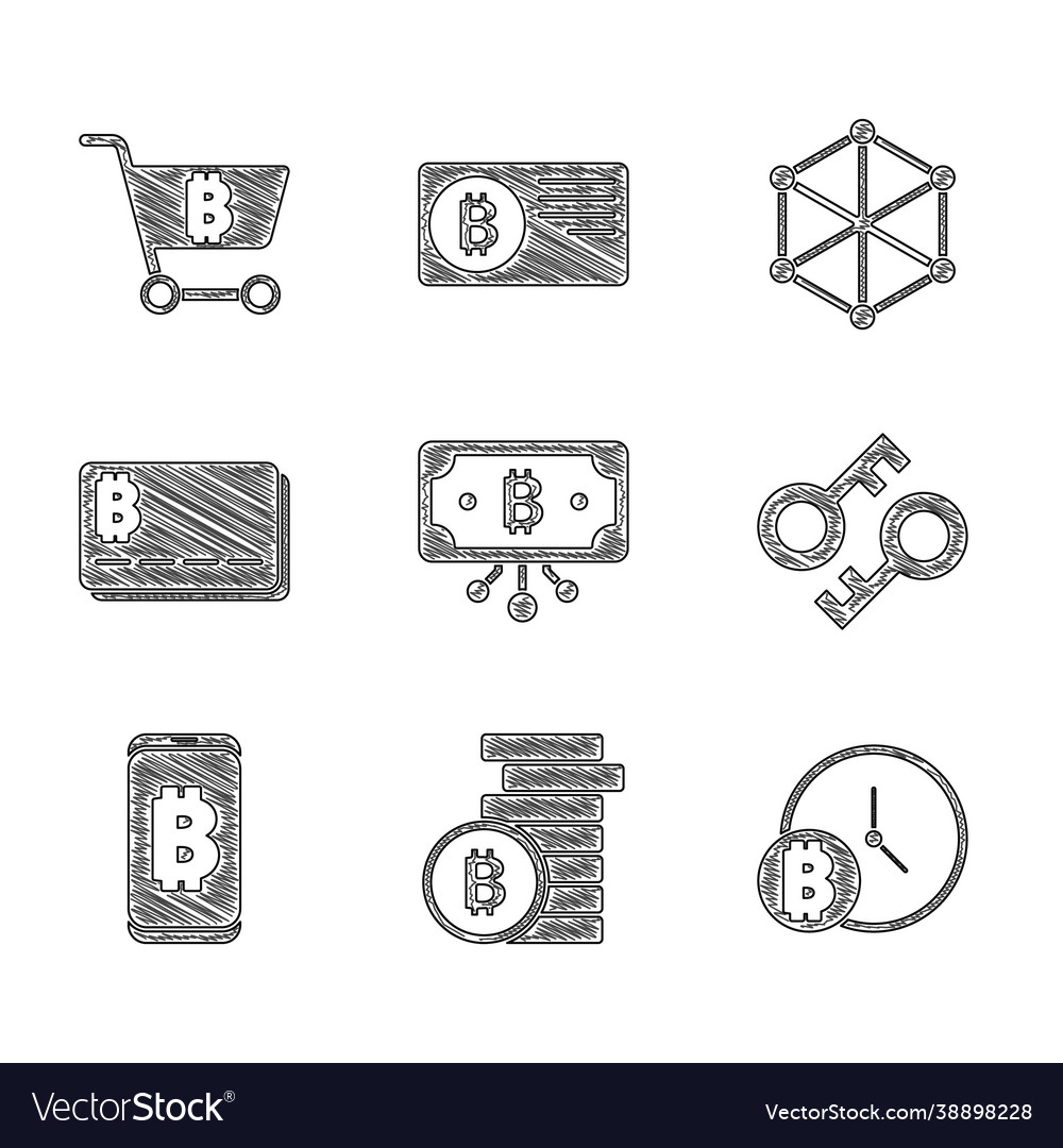 Set bitcoin with circuit clock cryptocurrency vector image Set bitcoin with circuit clock cryptocurrency