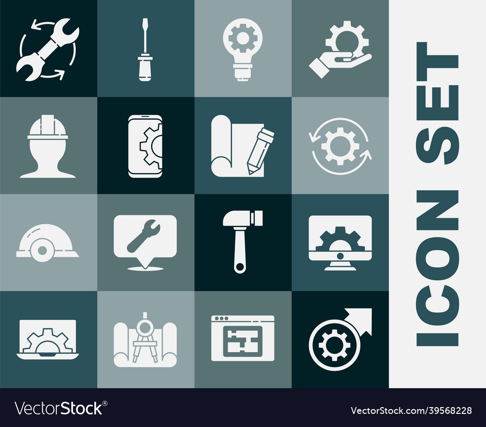 Set gear and arrows as workflow process computer Vector Image Set gear and arrows as workflow process computer