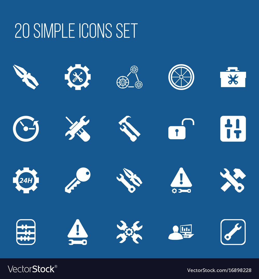 Set of 20 editable toolkit icons includes symbols