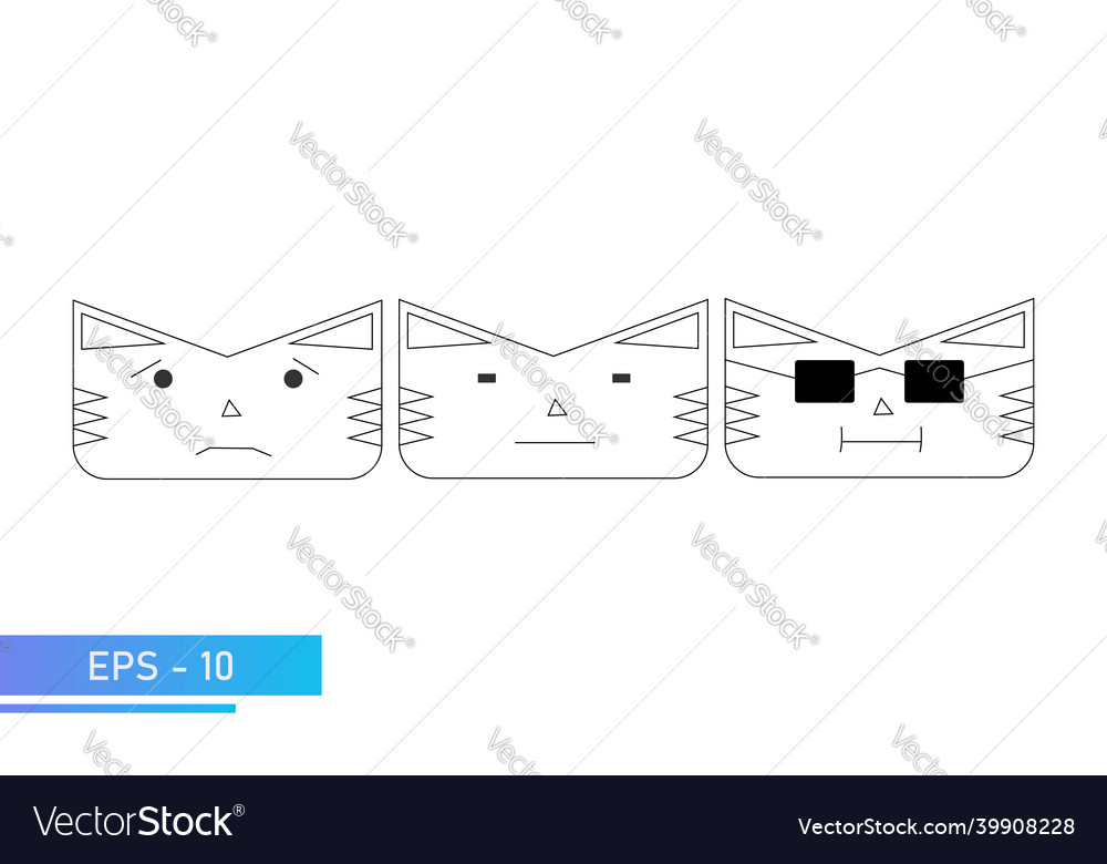 Simple cat or tiger face in linear style vector image Simple cat or tiger face in linear style