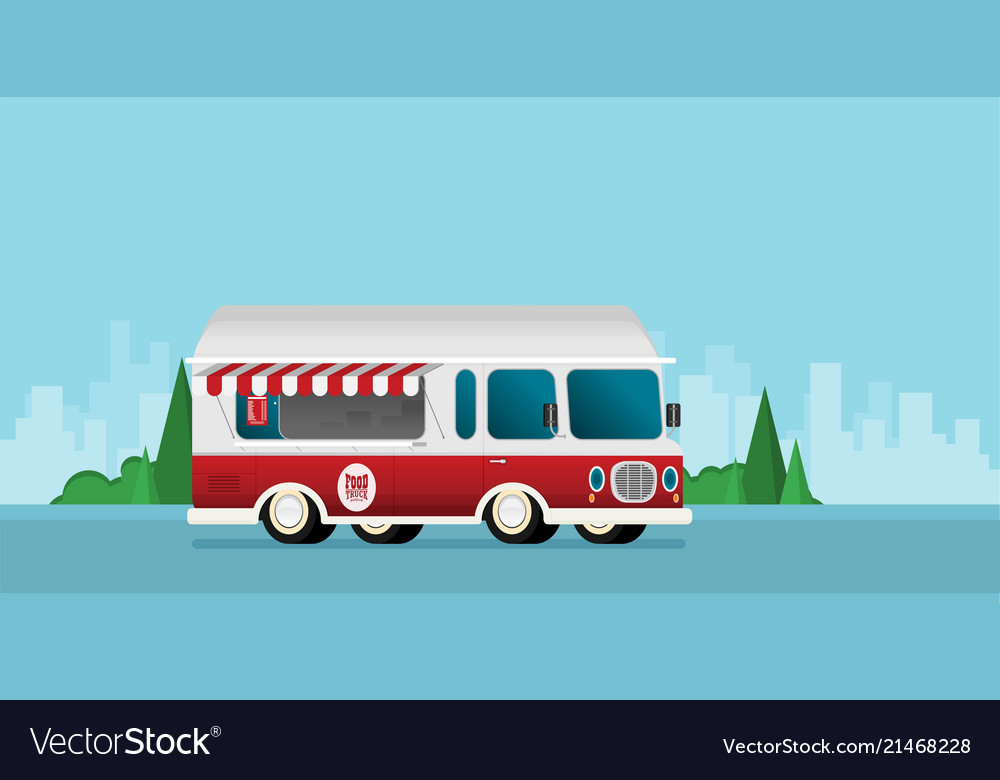 Street food truck food caravan burger van Vector Image