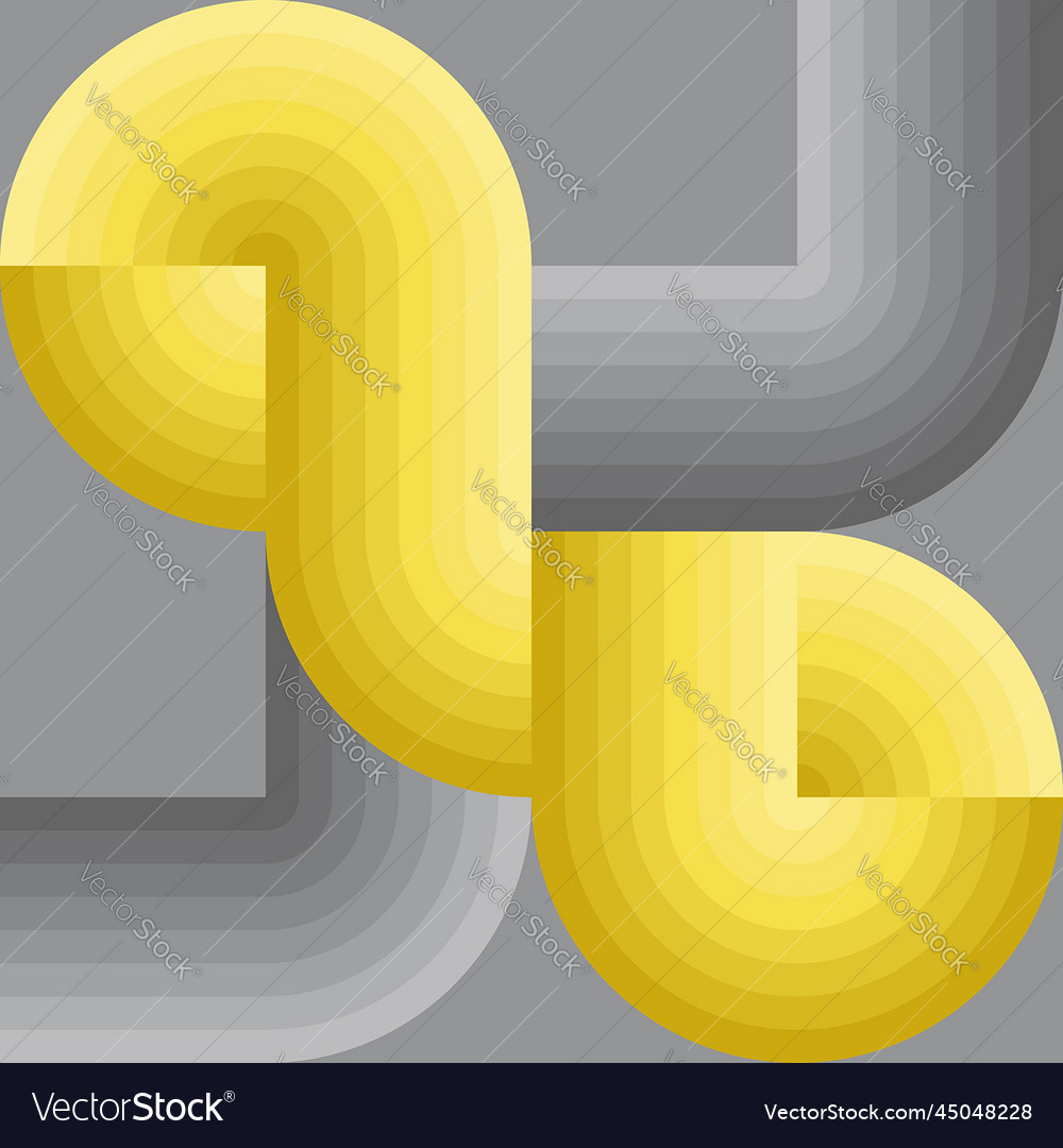 Twisted pipe shape pattern yellow gradient gray vector image Twisted pipe shape pattern yellow gradient gray