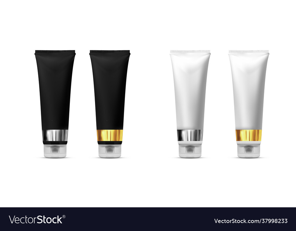3d black and white plastic tube for cosmetics Vector Image