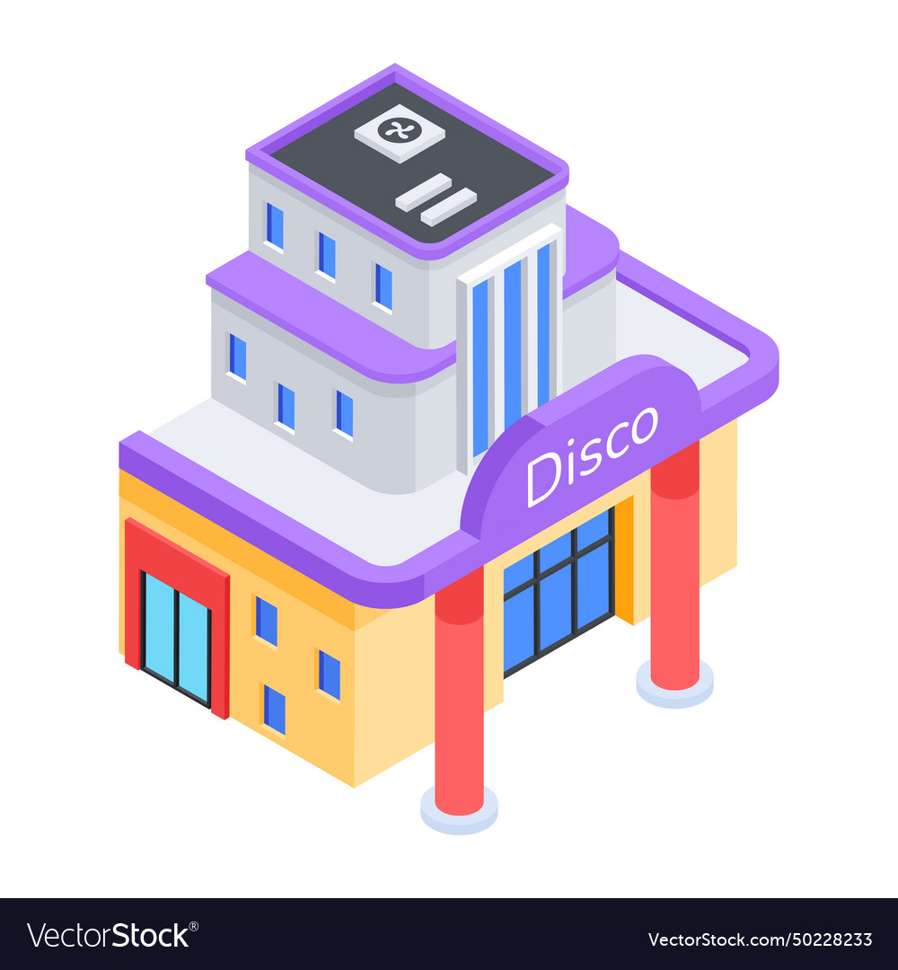 Basic rgbcommercial building isometric icon