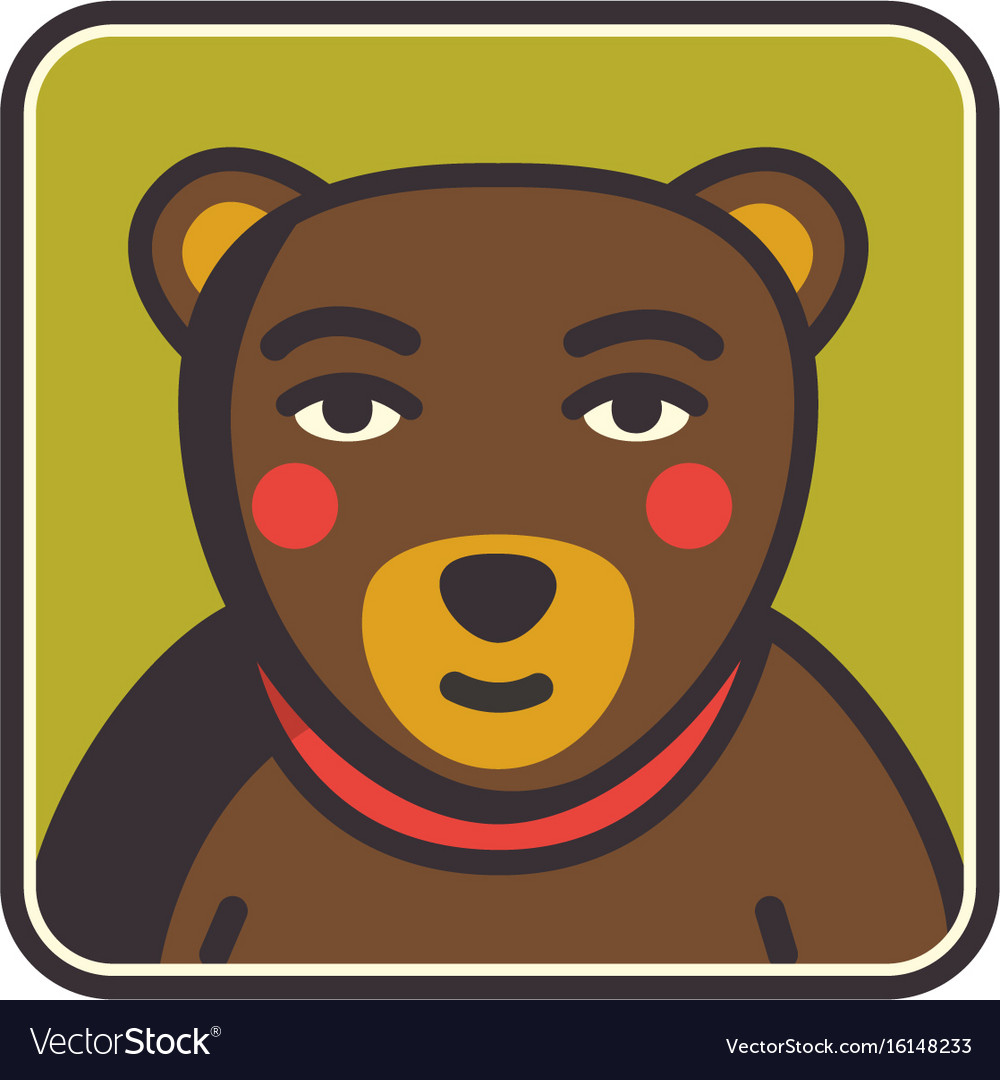 Bear face flat icon animal icons series Royalty Free Vector