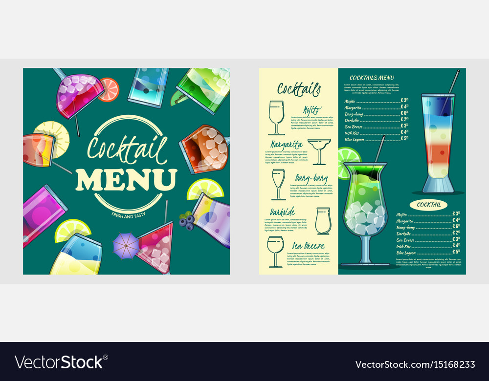 Cocktail menu design templatecocktail list cover Vector Image