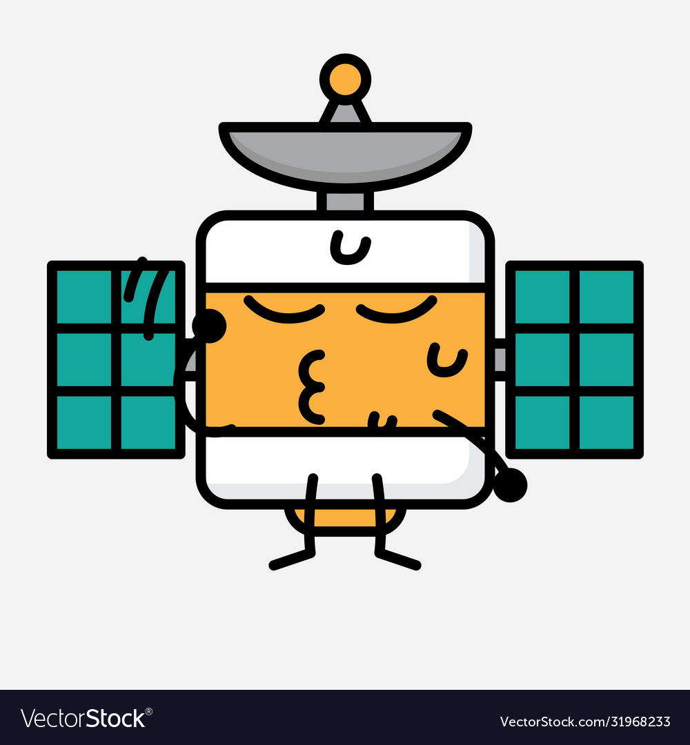 Cute satellite antenna mascot character in flat