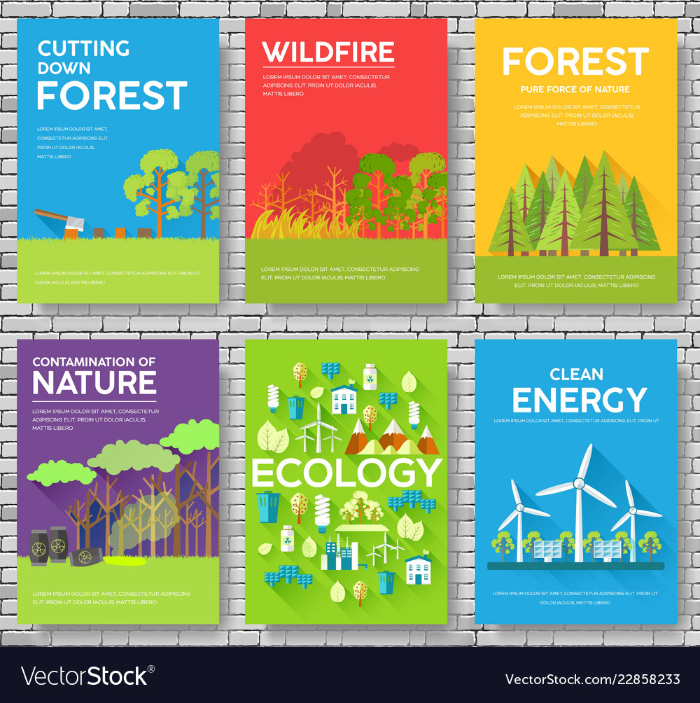 Ecology information cards set ecological template