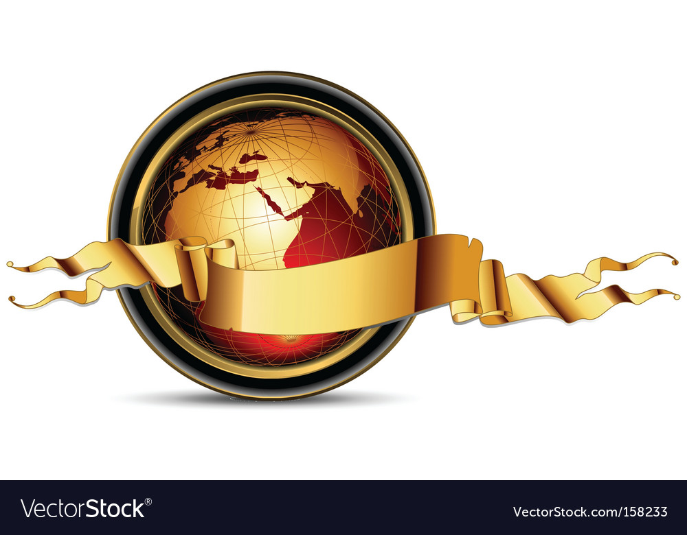 Global World Map with Ribbon